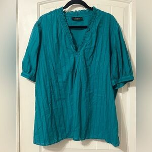 Lane Bryant Teal Size 22 V-Neck Blouse